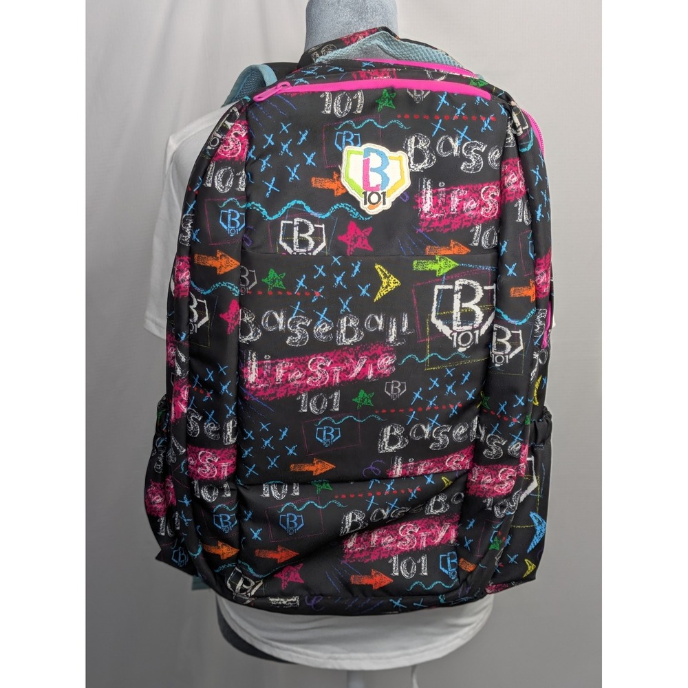 B101 Backpack Black Multicolor Graffiti Print Laptop School Bag 20x15